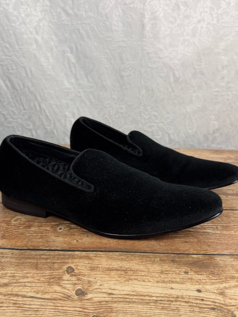 Steve Madden Men's Size 9 Black Velvet Loafers Slip On Smoking Slipper Dress
